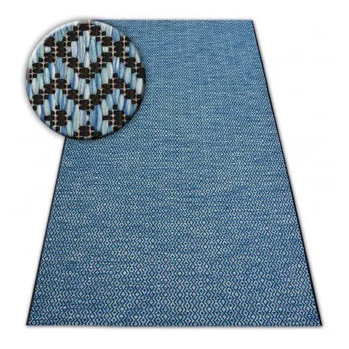 Covor țesut din sisal  LOFT 21144 Figuri geometrice zig-zag albastru/negru/argint 80x150 cm