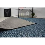 Covor țesut din sisal  LOFT 21144 Figuri geometrice zig-zag albastru/negru/argint 80x150 cm