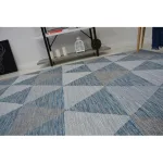 Covor țesut din sisal  LOFT 21132 Triunghi, nuanța fildeșului/argint/albastru 80x150 cm