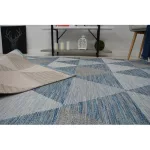 Covor țesut din sisal  LOFT 21132 Triunghi, nuanța fildeșului/argint/albastru 80x150 cm