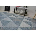 Covor țesut din sisal  LOFT 21132 Triunghi, nuanța fildeșului/argint/albastru 80x150 cm