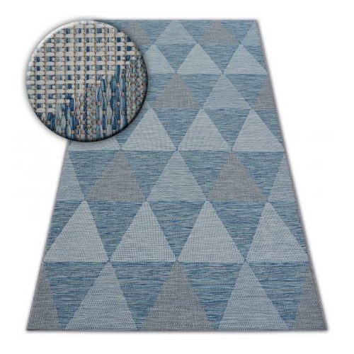 Covor țesut din sisal  LOFT 21132 Triunghi, nuanța fildeșului/argint/albastru 160x230 cm
