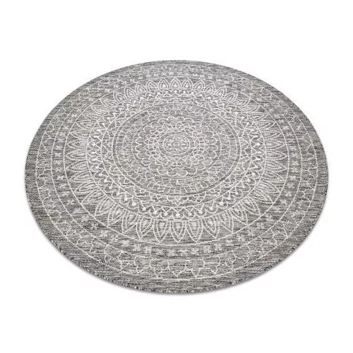 Covor țesut din sisal  LOFT 21207 rozetă Cerc, boho nuanța fildeșului/argint/taupe 160 cm