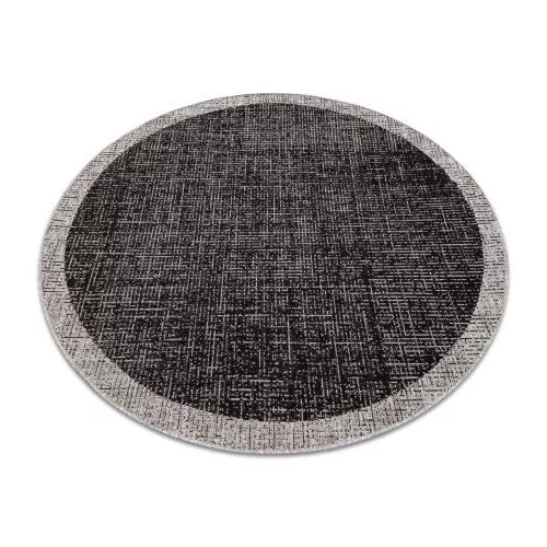 Covor țesut din sisal floorlux Cerc, 20401 negru / argint  160 cm