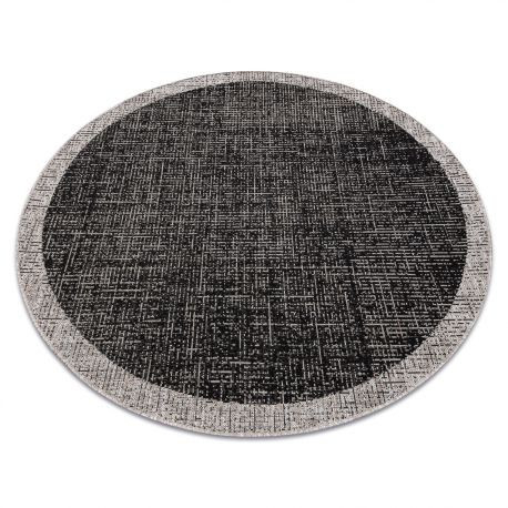 Covor țesut din sisal floorlux Cerc, 20401 negru / argint  160 cm