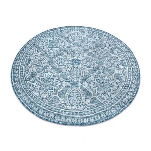 Țesut Sizal covor LOFT 21193 cerc boho fildeș/argint/albastru  160 cm