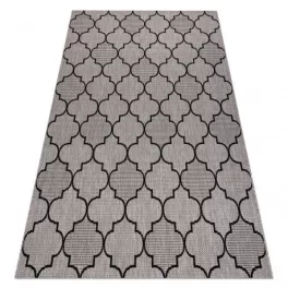   Covor țesut din sisal floorlux 20607 zăbrele marocane, argint / negru 120x170 cm