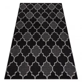   Covor țesut din sisal floorlux 20607 zăbrele marocane, argint / negru 120x170 cm