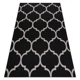   Covor țesut din sisal floorlux 20608 zăbrele marocane, negru / argint 120x170 cm