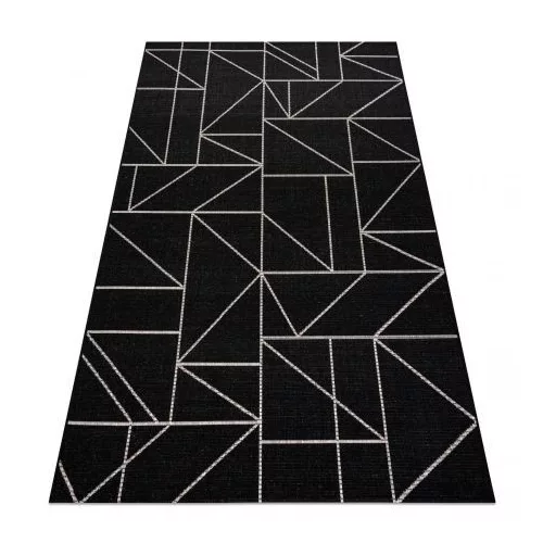 Covor țesut din sisal floorlux 20605 negru / argint Triunghi, Figuri geometrice,  140x200 cm