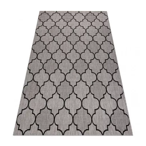Covor țesut din sisal floorlux 20607 zăbrele marocane, argint / negru 140x200 cm