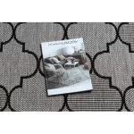 Covor țesut din sisal floorlux 20607 zăbrele marocane, argint / negru 140x200 cm