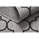 Covor țesut din sisal floorlux 20607 zăbrele marocane, argint / negru 140x200 cm