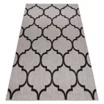 Covor țesut din sisal floorlux 20608 zăbrele marocane, argint / negru 160x230 cm
