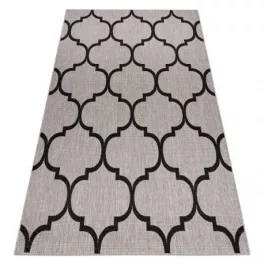   Covor țesut din sisal floorlux 20608 zăbrele marocane, argint / negru 160x230 cm