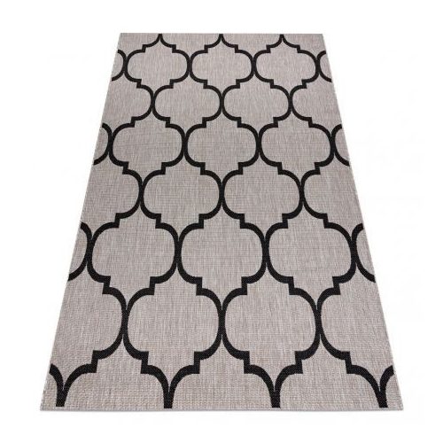 Covor țesut din sisal floorlux 20608 zăbrele marocane, argint / negru 160x230 cm