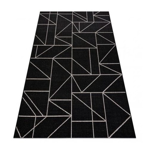 Covor țesut din sisal floorlux 20605 negru / argint Triunghi, Figuri geometrice,  160x230 cm