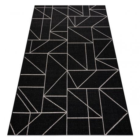 Covor țesut din sisal floorlux 20605 negru / argint Triunghi, Figuri geometrice,  160x230 cm