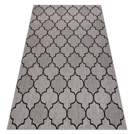 Covor țesut din sisal floorlux 20607 zăbrele marocane, argint / negru 160x230 cm