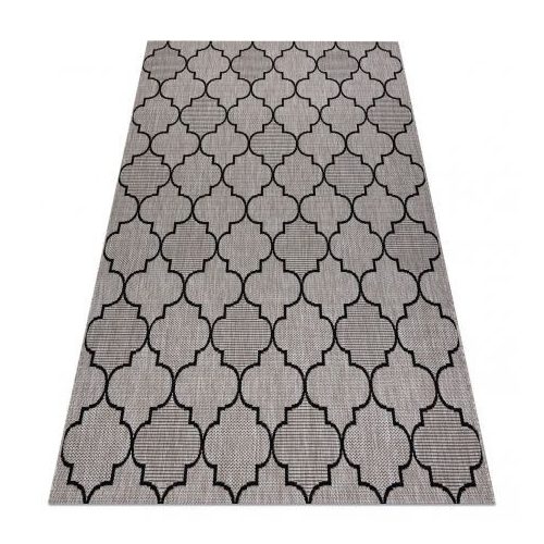 Covor țesut din sisal floorlux 20607 zăbrele marocane, argint / negru 240x330 cm