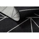 Covor țesut din sisal floorlux 20605 negru / argint Triunghi, Figuri geometrice,  80x150 cm