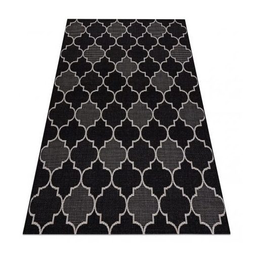 Covor țesut din sisal floorlux 20607 zăbrele marocane, argint / negru 160x230 cm