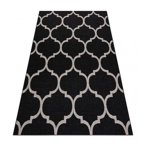 Covor țesut din sisal floorlux 20608 zăbrele marocane, negru / argint 160x230 cm