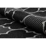 Covor țesut din sisal floorlux 20607 zăbrele marocane, argint / negru 80x150 cm