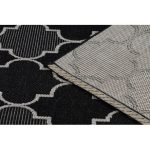 Covor țesut din sisal floorlux 20607 zăbrele marocane, argint / negru 60x110 cm