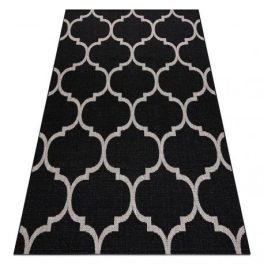   Covor țesut din sisal floorlux 20608 zăbrele marocane, negru / argint 60x110 cm