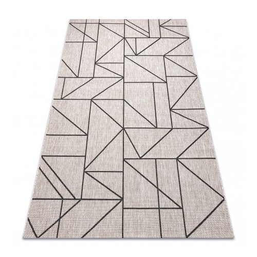 Covor țesut din sisal floorlux 20605 argint / negru / bej Triunghi, Figuri geometrice,  160x230 cm