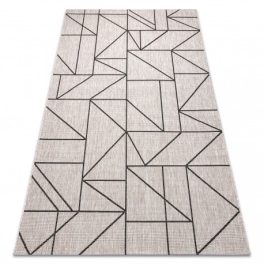   Covor țesut din sisal floorlux 20605 argint / negru / bej Triunghi, Figuri geometrice,  60x110 cm