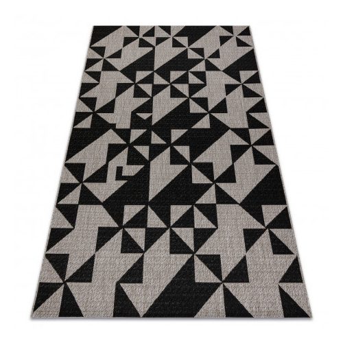 Covor țesut din sisal floorlux 20489 argint / negru Triunghi, 240x330 cm