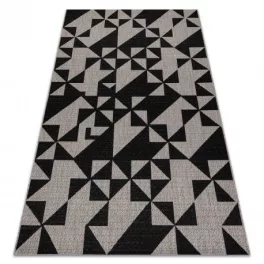   Covor țesut din sisal floorlux 20489 argint / negru Triunghi, 200x290 cm