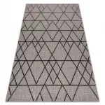 Covor țesut din sisal floorlux 20508 argint / negru Triunghi, 200x290 cm