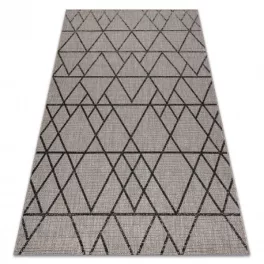  Covor țesut din sisal floorlux 20508 argint / negru Triunghi, 200x290 cm