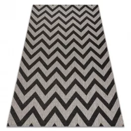   Covor țesut din sisal floorlux 20340 argint / negru zig-zag 160x230 cm