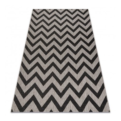 Covor țesut din sisal floorlux 20340 argint / negru zig-zag 160x230 cm