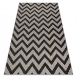 Covor țesut din sisal floorlux 20340 argint / negru zig-zag 120x170 cm