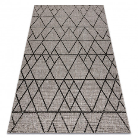 Covor țesut din sisal floorlux 20508 argint / negru Triunghi, 120x170 cm