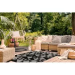 Covor țesut din sisal floorlux 20489 argint / negru Triunghi, 80x150 cm