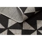 Covor țesut din sisal floorlux 20489 argint / negru Triunghi, 80x150 cm