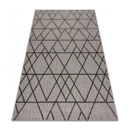 Covor țesut din sisal floorlux 20508 argint / negru Triunghi, 140x200 cm