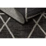 Covor țesut din sisal floorlux 20508 negru / argint Triunghi, 140x200 cm