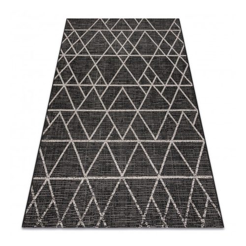 Covor țesut din sisal floorlux 20508 negru / argint Triunghi, 160x230 cm
