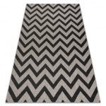 Covor țesut din sisal floorlux 20340 argint / negru zig-zag 60x110 cm