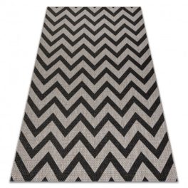   Covor țesut din sisal floorlux 20340 argint / negru zig-zag 60x110 cm