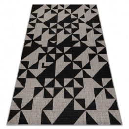   Covor țesut din sisal floorlux 20489 argint / negru Triunghi, 60x110 cm