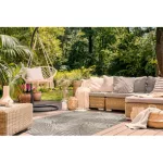 Covor țesut din sisal floorlux 20504 Frunze, Șampanie / gri închis 240x330 cm