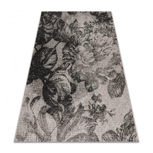 Covor țesut din sisal floorlux 20491 Flori, argint / negru 240x330 cm